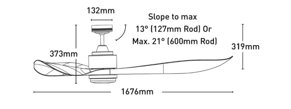 Ceiling fan Eagle XL DC with LED 18W and Remote D66 GR