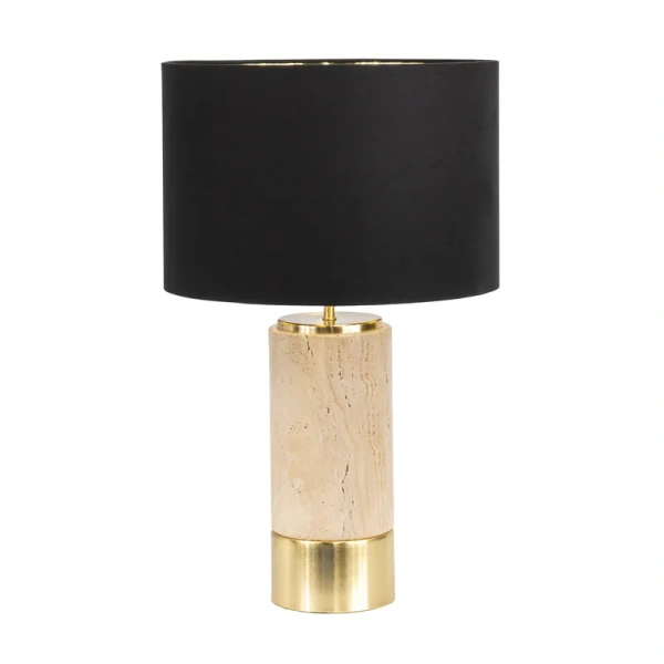 Table Lamp Paola Travertine Black Shade