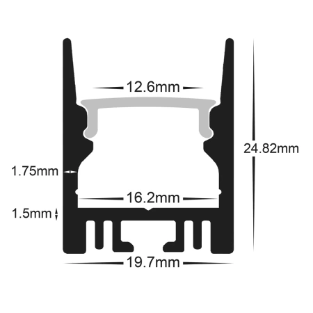 Aluminium Profile HV9693-2025-BLK 3m
