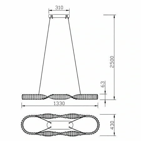 Pendant lamp PETRA L133 LED 46W CH
