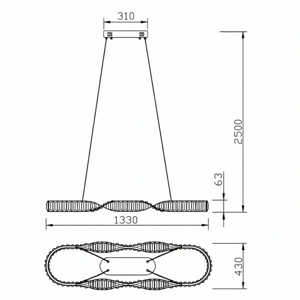 Pendant lamp PETRA L133 LED 46W GL