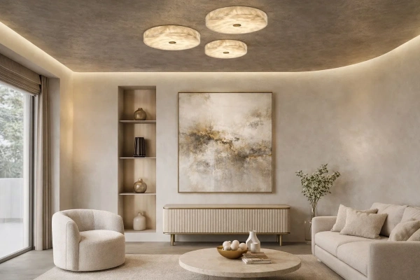 Ceiling Light Malena C1 Alabaster Spanish Marble D40 LED 30W 3CCT BRS