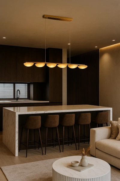 Pendant lamp Miraflores Alabaster Spanish Marble L120 LED 30W CCT Dim BRS