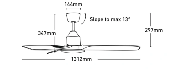 Ceiling fan Raptor DC with Remote and LED 20W D52 WH