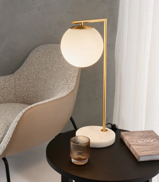 Table lamp Remi Satin Brass & Marble