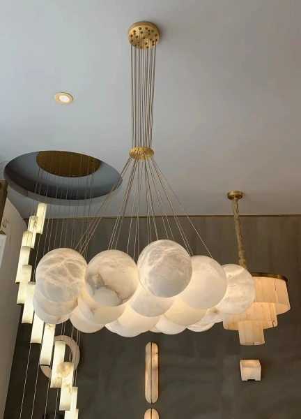 Pendant lamp Molina S13 Alabaster Spanish Marble G9 BRS