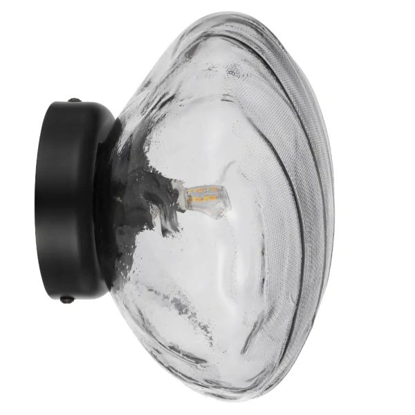 Wall light ZECCA D200 H200 IP44 BLACK SMOKE GLASS