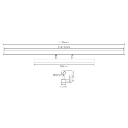 Wall light MIRROR-20 Tricol LED 20W 114cm BLK