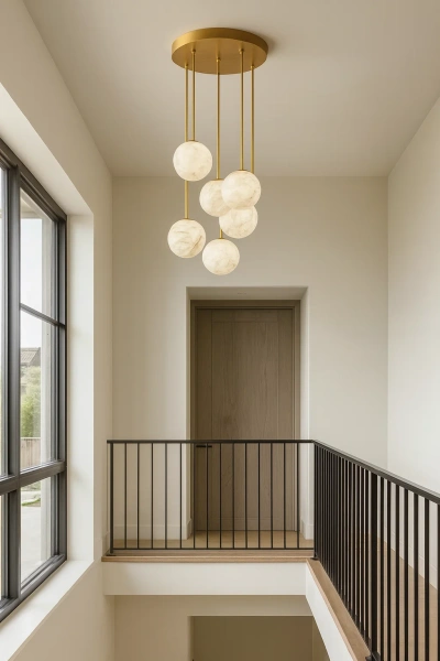 Pendant lamp Molina S6 Alabaster Spanish Marble G9 BRS