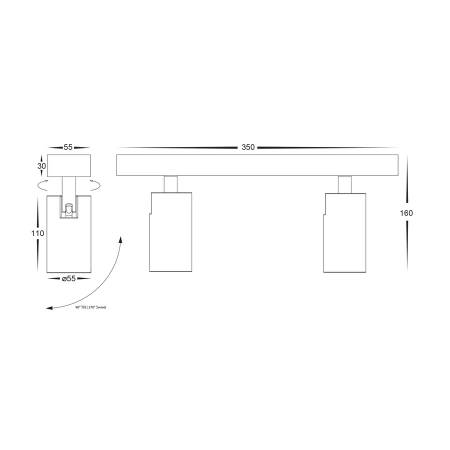 Wall light Revo Bar Double IP20 HV4002T-2-BLK