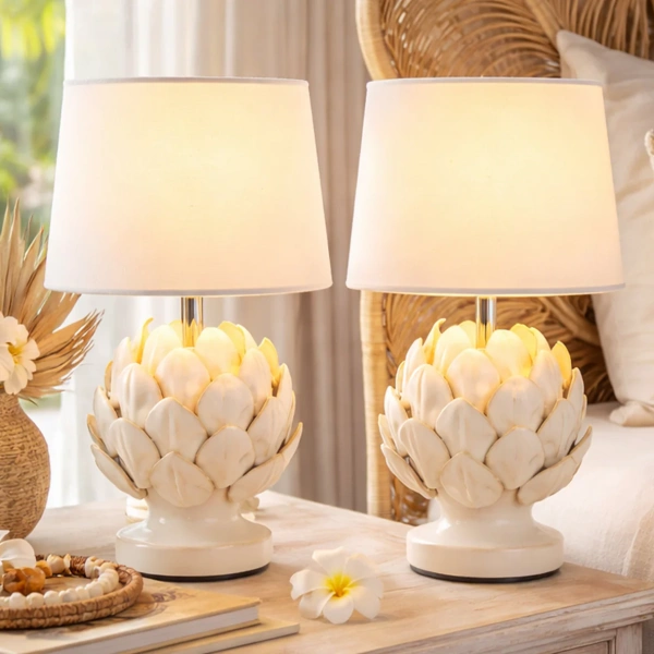 Table lamp Tasha Artichoke Set of 2 E14 WHT
