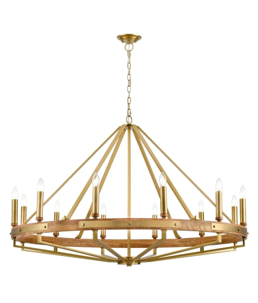 Pendant lamp FUNALE Candelabra L12 Oak Wood and Brass