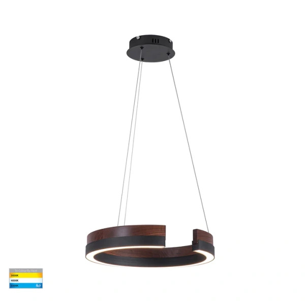 Pendant lamp Orah Walnut Timber D60 LED 40W 3CCT Dim