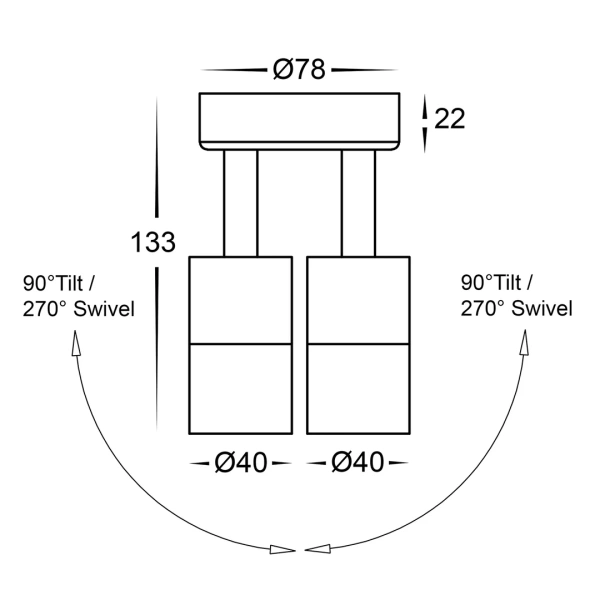Wall light Mini Tivah Aluminium BLK Double Adjustable HV1327MR11NW IP65