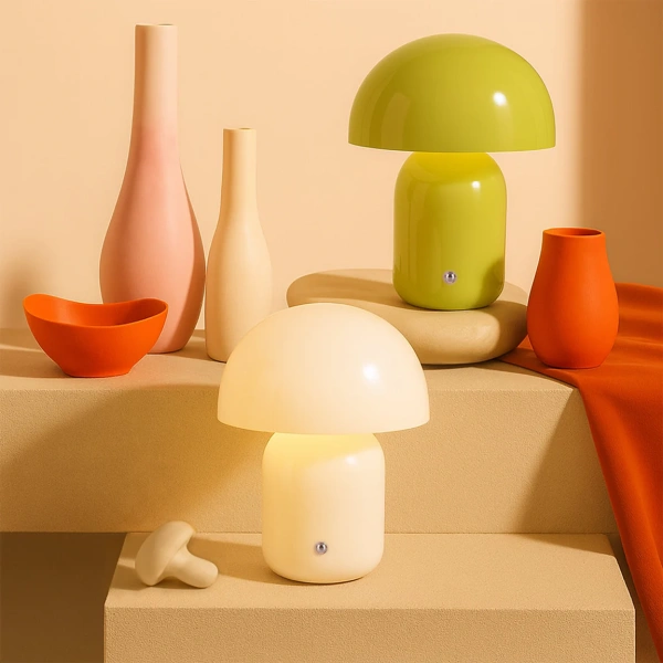 Table Lamp Mushroom LED CCT Dim Rechargeable Sage