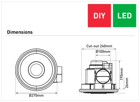 Exhaust fan Emeline II Small Round D27 30W LED 10W 4K DIY WHT