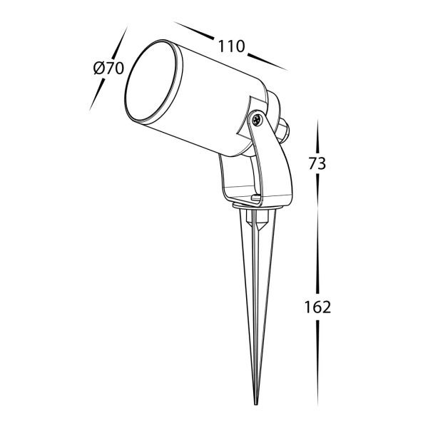 Spike light Niso Polycarbonate Black 5w LED 12V Tricol HV1482T-BLK