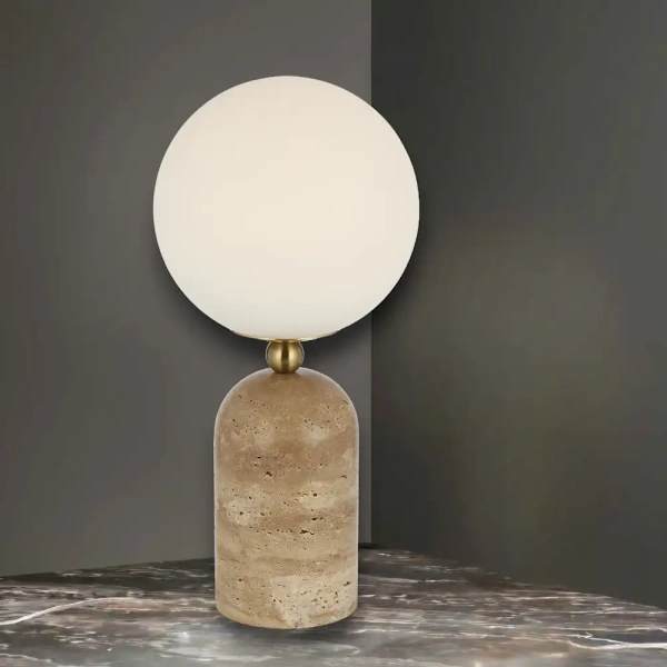 Table lamp GINA E27 D200 H420 SWT BEIGE TRAVERTINE