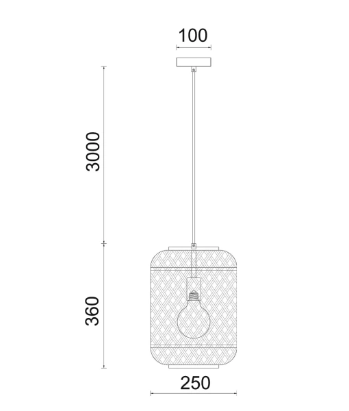 Pendant lamp CESTA Cylinder Brown Natural Bamboo