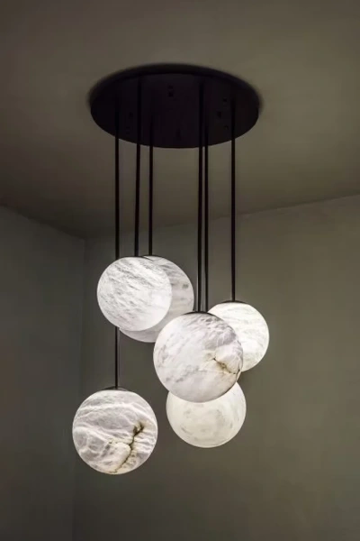 Pendant lamp Molina S6 Alabaster Spanish Marble G9 BRS