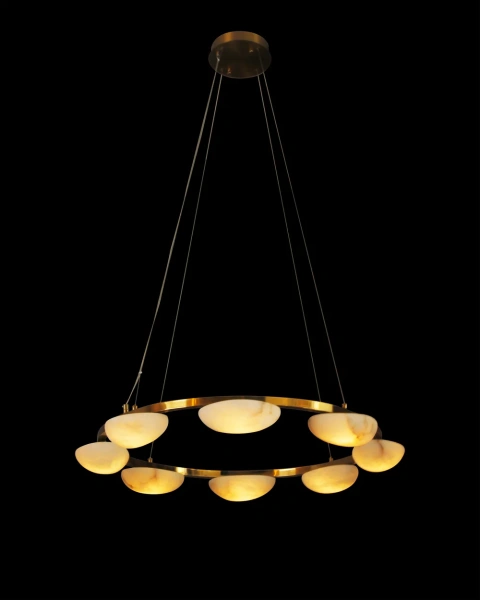 Pendant lamp Miraflores Alabaster Spanish Marble D80 LED 40W CCT Dim BRS