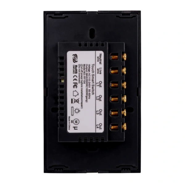 Wall Switch 4 Gang Black HV9210-4 Wifi