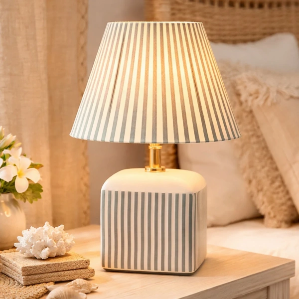 Table lamp Amaris Ceramic E27 Green Stripe