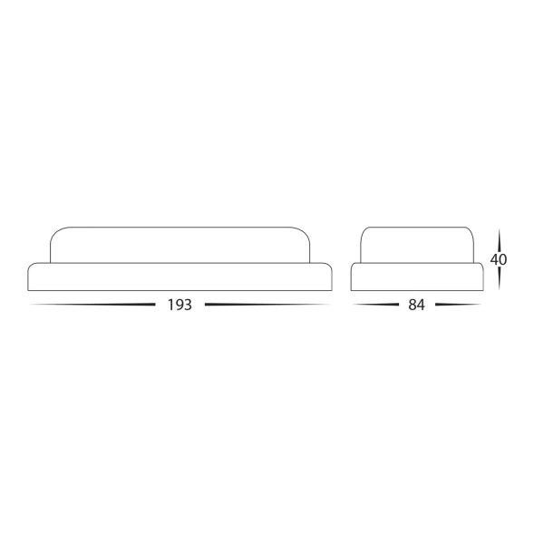 Wall or Ceiling light Muovi Oval HV3527T-BLK 7W TRI Colour Dimmable