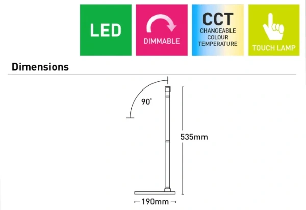 Desk lamp Templestowe LED 12W 4CCT BLK touch