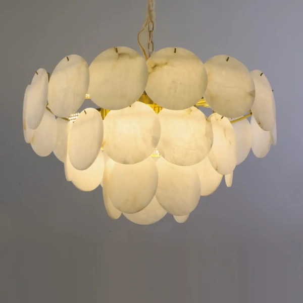 Pendant lamp Moreno S16 Alabaster Spanish Marble D80 BRS