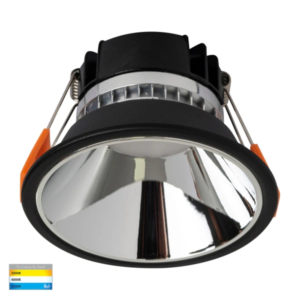 Recessed downlight Gleam BLK with Chrome Insert 3CCT Fixed Deep LED 9W IP54