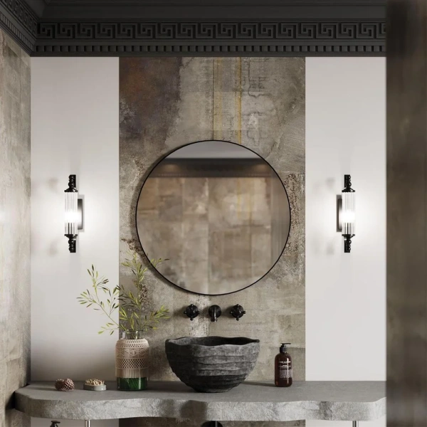 Wall light RODILLO4 Tubular Clear Glass Black 10W