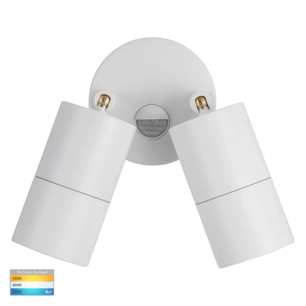 Wall light Tivah Aluminium WHT 3CCT Double Adjustable with Sensor HV1336T-PIR IP65