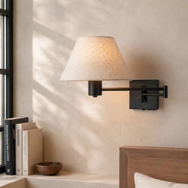 Wall lamp Elspet Swing Arm with charging ports BL