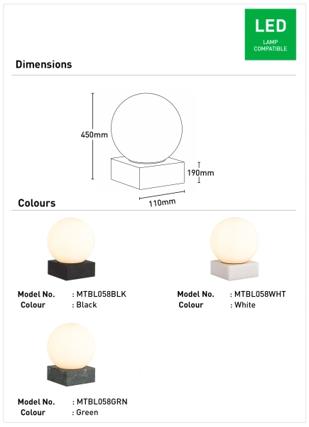 Table lamp Elric E14 GRN
