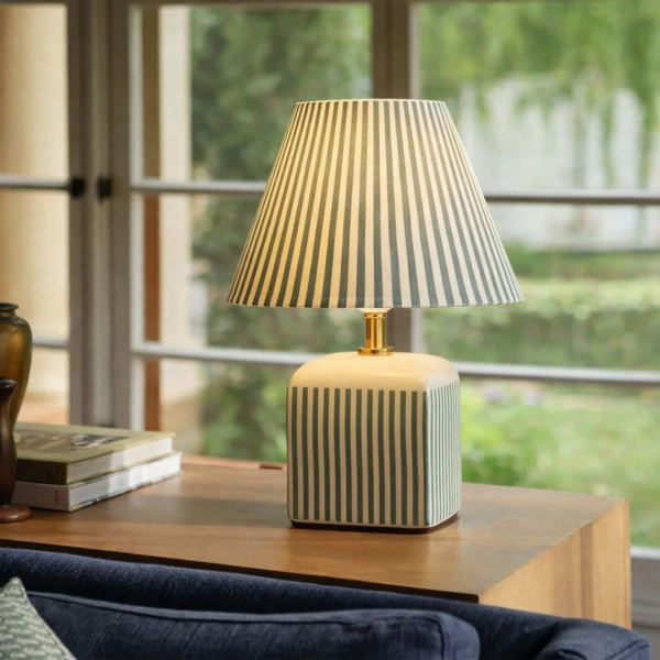 Table lamp Amaris Ceramic E27 Green Stripe