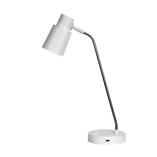 Desk lamp RIK WITH USB WHITE & BRUSHED CHROME