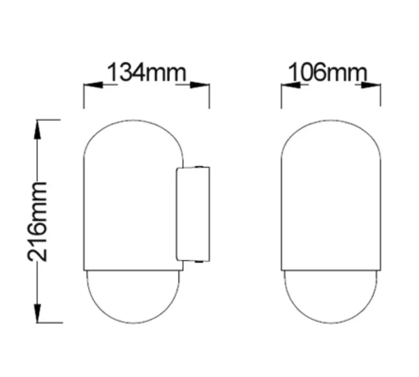 Wall light MAGNUM 2 Oval E27 IP44 BLK