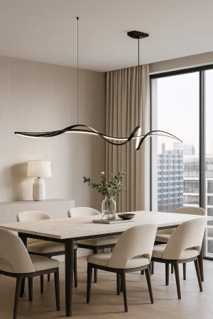Pendant lamp Famous linear 2 P1 LED 20W 3CCT L1200 BK