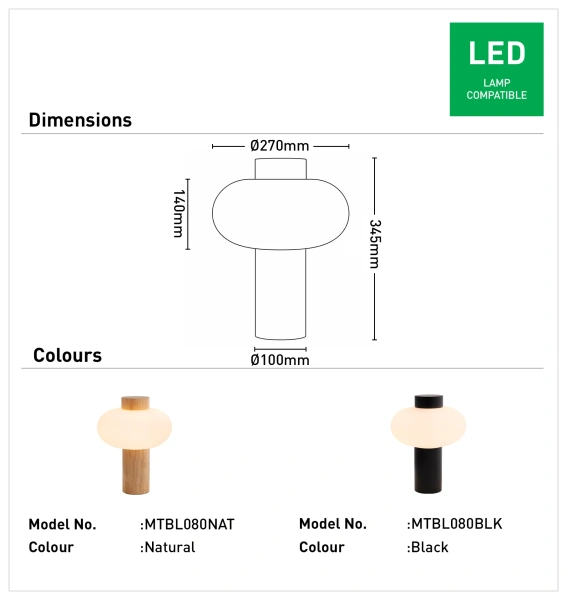 Table lamp Saxe E27 Natural