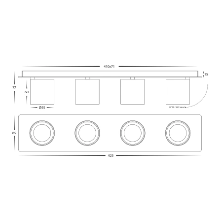 Wall light Sbarra Bar 4 Light 3CCT WHT