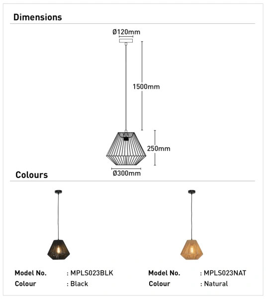 Pendant lamp Bridgewater E27 BLK