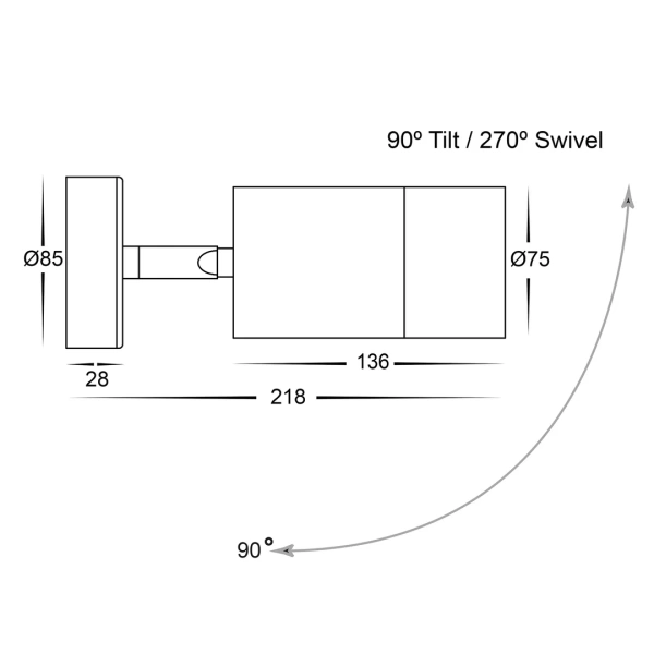 Wall light Maxi Tivah Aluminium BLK 3CCT Single HV1228T IP65