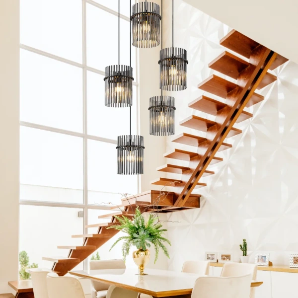 Pendant lamp Quilo 5lt E27 BLK