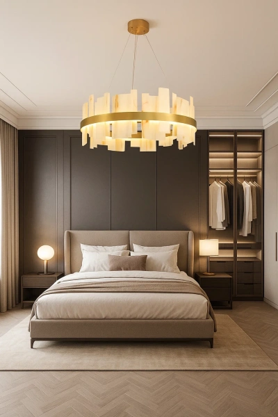 Pendant lamp Miragemas D80 Alabaster Spanish Marble LED 40W CCT Dim BRS