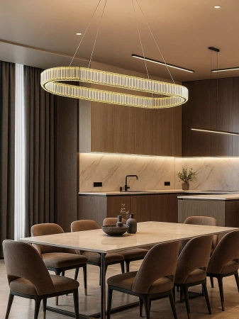 Pendant lamp Crystal Ring Oval LED 30W 3CCT L120 BRS