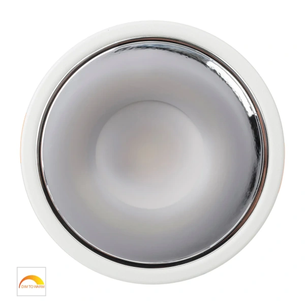 Recessed downlight Gleam WHT with Chrome Insert Fixed Dim to Warm LED 9W IP54