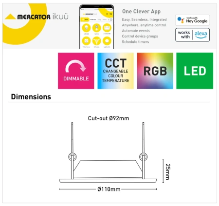 Downlight Walter LED 10W D110 Smart Wi-Fi RGB CCT