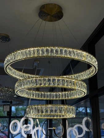 Pendant lamp Crystal Ring 3 BRS 90W Remote Dim