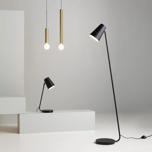 Floor lamp Arlen Satin Black with adjustable shade